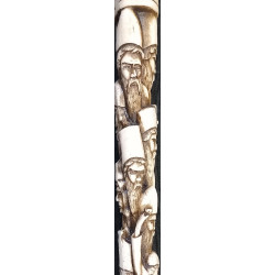 Iranian Islamic Shia Sufi Dervish Walking Stick – Resin Relief Figures on Metal Shaft