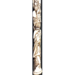 Iranian Islamic Shia Sufi Dervish Walking Stick – Resin Relief Figures on Metal Shaft