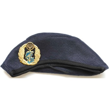 Iran Military Islamic Revolutionary Guards Corps ( Sepah-e Pasdaran, IRG, IRGC ) Commandos Dark Blue Beret Hat & Badge