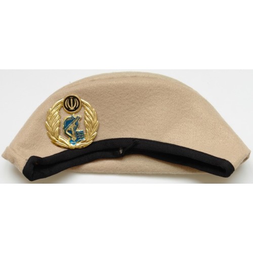 Iran Military Islamic Revolutionary Guards Corps ( Sepah-e Pasdaran, IRG, IRGC ) Commandos Khaki Beret Hat & Badge