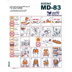 Iran Airtour Airlines Boeing MD-83 Safety Card