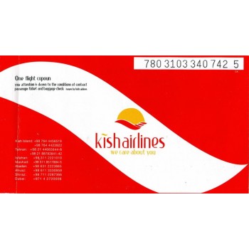 Iran Kish Airlines Used Passenger Flight Ticket & Boarding Pass