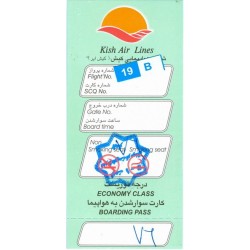 Iran Kish Airlines Used Passenger Flight Ticket & Boarding Pass