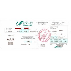Iran Mahan Air Airlines Used Charter Passenger Flight Ticket & Boarding Pass