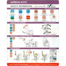 Iran Mahan Air Airlines Airbus A310 Safety Card
