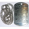 Iran Islam Quran 4 Kul ( 4 Qul ) Military Style Tag Dogtag Dog Tag Pendant with Chain