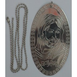 Iran Islam Shia Imam Husain Large Military Style Tag Dog Tag Dogtag Pendant with Chain