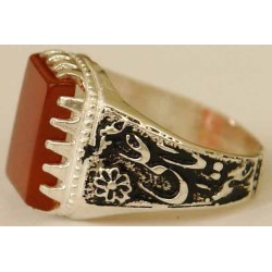 Iran Islam Shia Imam Ali Name Natural Agate Aqeeq Aqiq Sterling Silver 925 Ring