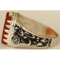 Iran Islam Shia Imam Ali Name Natural Agate Aqeeq Aqiq Sterling Silver 925 Ring