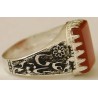Iran Islam Shia Imam Ali Name Natural Agate Aqeeq Aqiq Sterling Silver 925 Ring