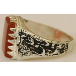Iran Islam Shia Imam Ali Name Natural Agate Aqeeq Aqiq Sterling Silver 925 Ring