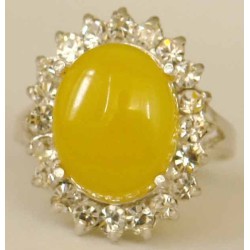 Iran Natural Yellow Agate Aqeeq Aqiq Silver 900 Lady's Ring