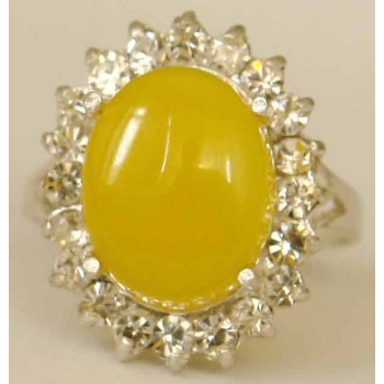 Iran Natural Yellow Agate Aqeeq Aqiq Silver 900 Lady's Ring