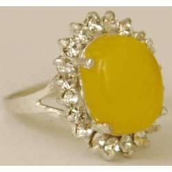 Iran Natural Yellow Agate Aqeeq Aqiq Silver 900 Lady's Ring
