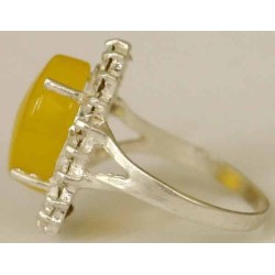 Iran Natural Yellow Agate Aqeeq Aqiq Silver 900 Lady's Ring