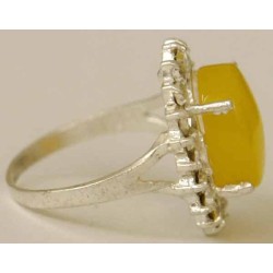Iran Natural Yellow Agate Aqeeq Aqiq Silver 900 Lady's Ring