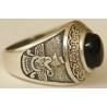 IRAN Persia Shah Pahlavi Lion & Sun Shiro Khorshid & Zoroastrian Farvahar Wing Onyx Black Agate Silver 925 Ring