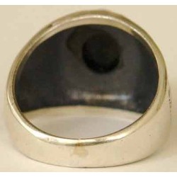IRAN Persia Shah Pahlavi Lion & Sun Shiro Khorshid & Zoroastrian Farvahar Wing Onyx Black Agate Silver 925 Ring