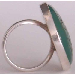 Islam Shia Quran I ENTRUST MY AFFAIR TO ALLAH Carved Natural Chrysoprase Agate Handmade Sterling Silver 925 Ring