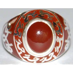 Islam Shia Imam Ali Heydar Natural Agate Aqeeq Aqiq Sterling Silver 925 Ring