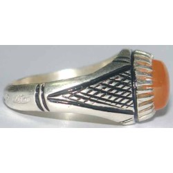 Iran Natural Agate Aqeeq Aqiq Silver 900 Ring