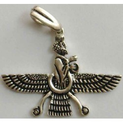 Iran Persia Silver 800 Zoroastrian Farvahar Wing Necklace Pendant