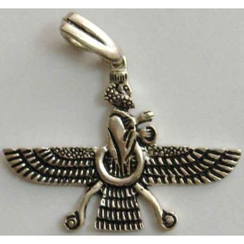 Iran Persia Silver 800 Zoroastrian Farvahar Wing Necklace Pendant