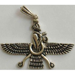 Iran Persia Silver 800 Zoroastrian Farvahar Wing Necklace Pendant