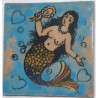 Iran Persia Hand Painted Pottery Glazed Ceramic Tile Depicting a Mermaid