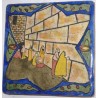 Iran Persia Jewish Judaica Hand Painted Pottery Glazed Ceramic Tile Depicting Jews Praying at Wailing Wall