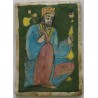 Iran Persia Hand Painted Pottery Glazed Ceramic Tile Depicting Old Dervish Sufi