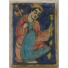 Iran Persia Hand Painted Pottery Glazed Ceramic Tile Depicting Young Dervish Sufi
