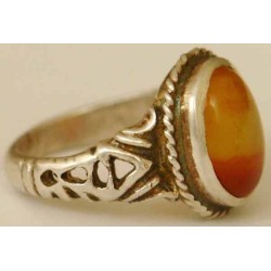 Iran Islam Shia Natural Agate Aqeeq Soleymani Aqiq Silver 900 Ring