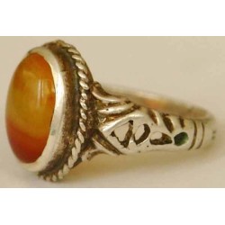Iran Islam Shia Natural Agate Aqeeq Soleymani Aqiq Silver 900 Ring