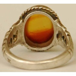 Iran Islam Shia Natural Agate Aqeeq Soleymani Aqiq Silver 900 Ring