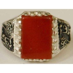 Iran Islam Shia Imam Ali Name Natural Agate Aqeeq Aqiq Sterling Silver 925 Ring
