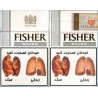 FISHER Silver with Iran Tax Label & Persian Health Warning Unopened Full Cigarette Pack