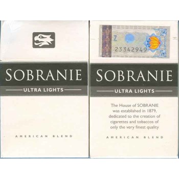 SOBRANIE ULTRA LIGHTS King Size with Iran Tax Label & Persian Health Warning Text on side Unopened Full Cigarette Pack