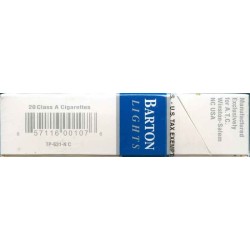USA BARTON LIGHTS King Size with Iran Tax Label & Persian Health Warning Unopened Full Cigarette Pack