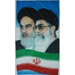 Iran Islam Shia Imam Khomeini & Ayatollah Khamenei with Flag Wall Hanging Katibeh
