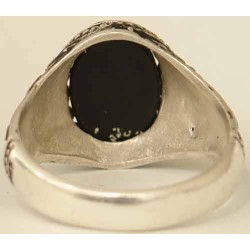 Iran Islam Shia Imam Ali Name Natural Onyx Black Agate Aqeeq Aqiq Sterling Silver 925 Ring