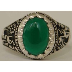 Iran Islam Shia Imam Ali Name Natural Chrysoprase Green Agate Aqeeq Aqiq Sterling Silver 925 Ring