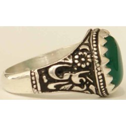 Iran Islam Shia Imam Ali Name Natural Chrysoprase Green Agate Aqeeq Aqiq Sterling Silver 925 Ring