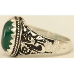 Iran Islam Shia Imam Ali Name Natural Chrysoprase Green Agate Aqeeq Aqiq Sterling Silver 925 Ring