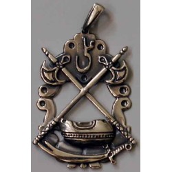 Iran Islam Shia Large Size Imam Ali Dervish Kashkul Zulfiqar Sword Sterling Silver 925 Necklace Pendant