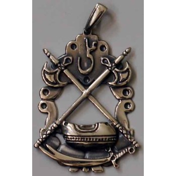 Iran Islam Shia Large Size Imam Ali Dervish Kashkul Zulfiqar Sword Sterling Silver 925 Necklace Pendant