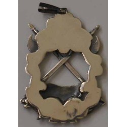 Iran Islam Shia Large Size Imam Ali Dervish Kashkul Zulfiqar Sword Sterling Silver 925 Necklace Pendant
