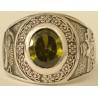 IRAN Persia Shah Pahlavi Lion & Sun Shiro Khorshid & Zoroastrian Farvahar Wing Olive Imitation Stone Silver 925 Ring