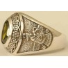 IRAN Persia Shah Pahlavi Lion & Sun Shiro Khorshid & Zoroastrian Farvahar Wing Olive Imitation Stone Silver 925 Ring