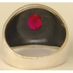 IRAN Persia Shah Pahlavi Lion & Sun Shiro Khorshid & Zoroastrian Farvahar Wing Red Rubby Imitation Stone Silver 925 Ring